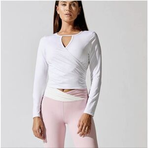 EleVen by Venus Williams fallen petals wrap long sleeve top White NWT.